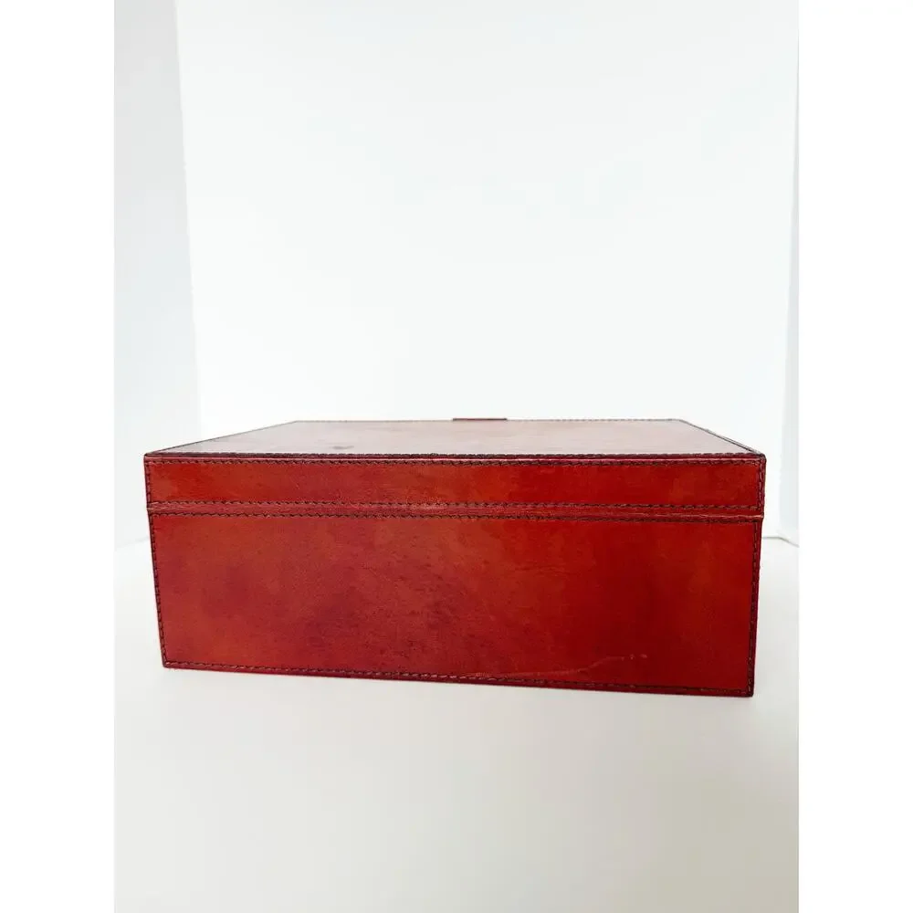 William Sheppe Leather Jewelry Box Case Brown Red Classic